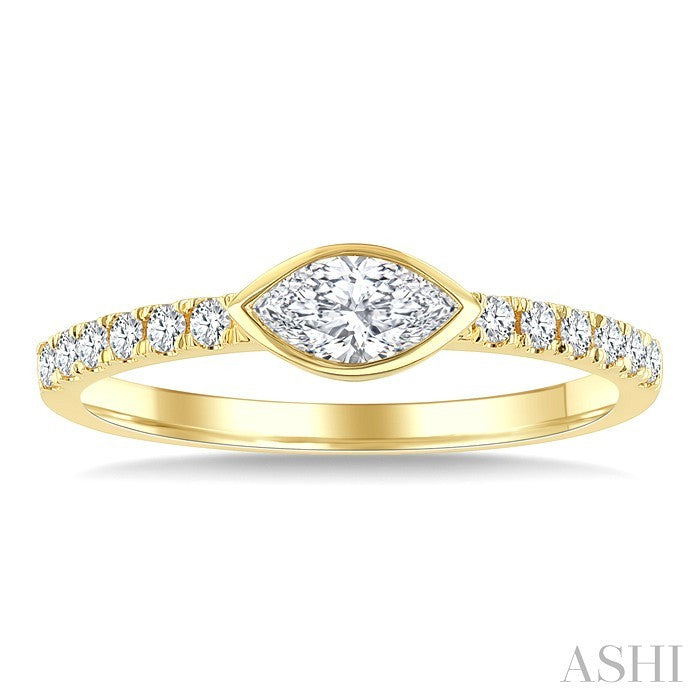 Marquise Shape East-West Bezel Set Diamond Ring