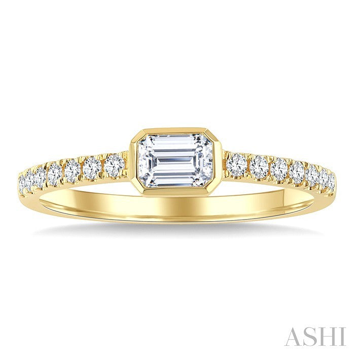 Emerald Shape East-West Bezel Set Diamond Ring