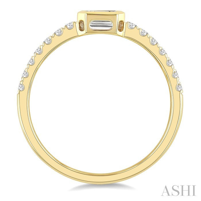 Emerald Shape East-West Bezel Set Diamond Ring