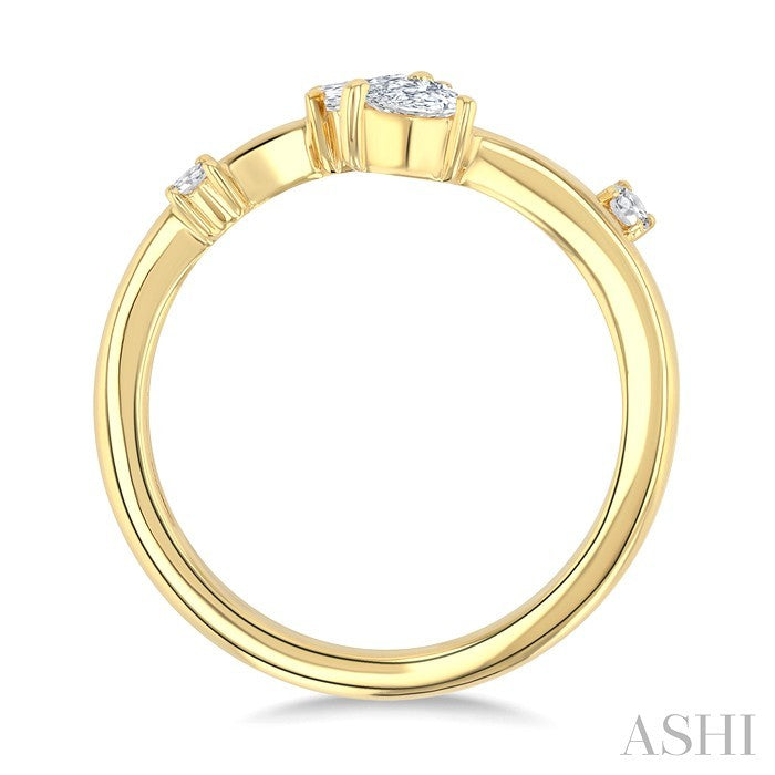 Pear Shape Diamond Fashion Open Ring