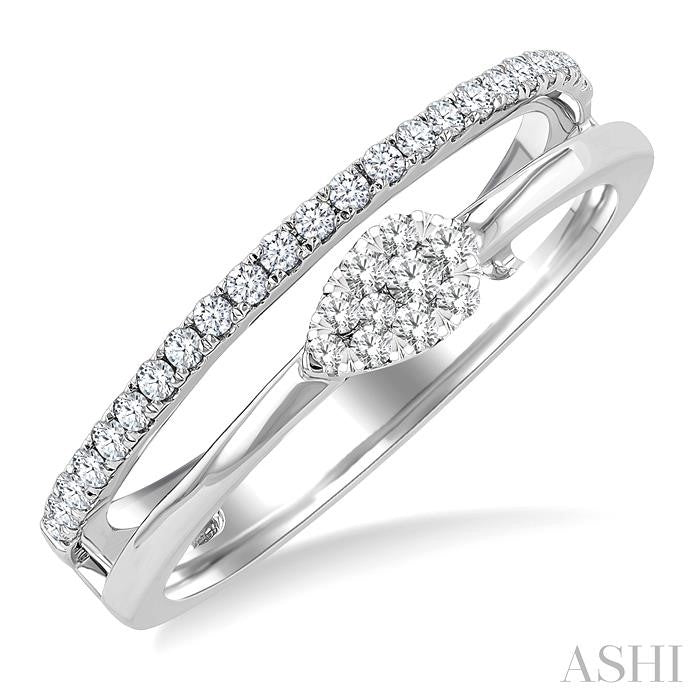 Pear Shape Double Row East-West Lovebright Diamond Fashion Ring