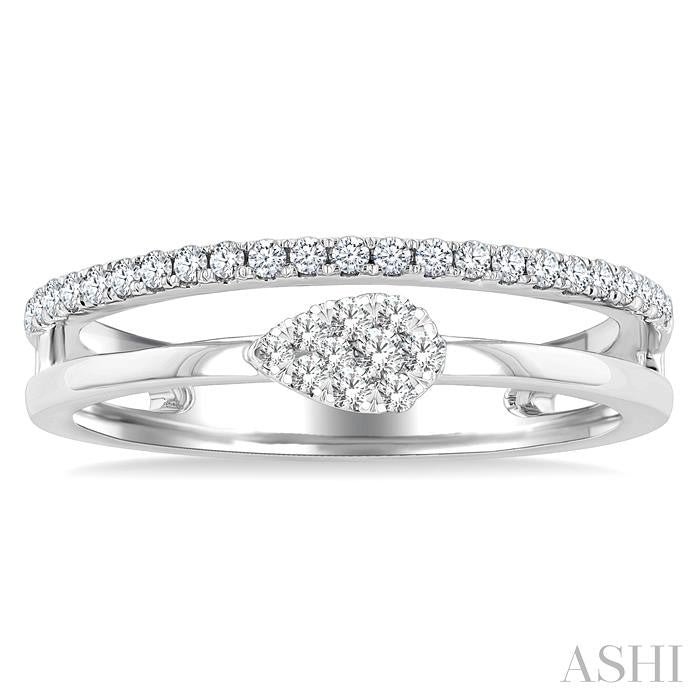 Pear Shape Double Row East-West Lovebright Diamond Fashion Ring