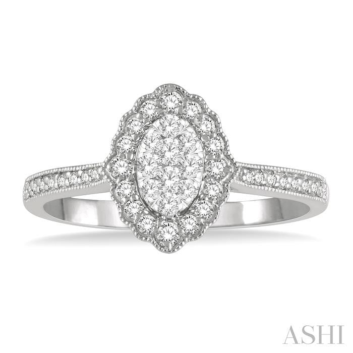 Oval Shape Halo Lovebright Diamond Ring