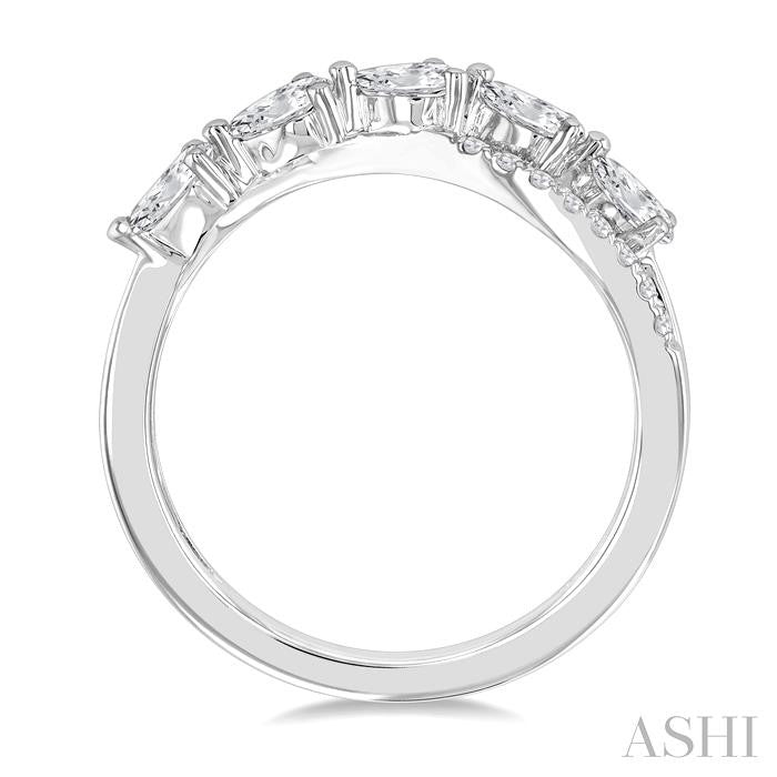 Pear Shape 5 Stone Criss Cross Diamond Fashion Ring