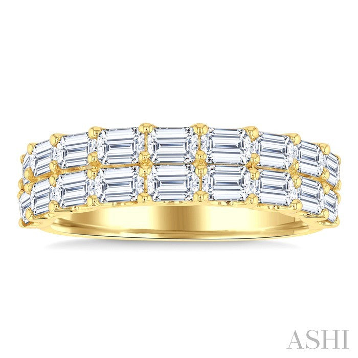 Emerald Shape 2-Row Diamond Fashion Band