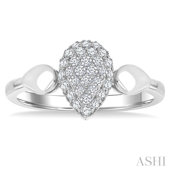 Pave-Set Pear Shape Diamond Fashion Ring