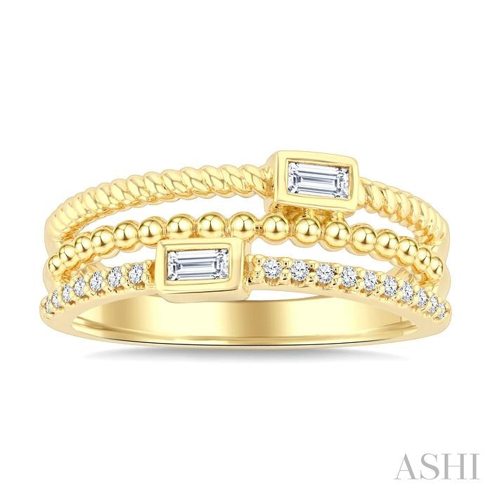 Bead Bijoux Emerald Shape Three Row Diamond Band