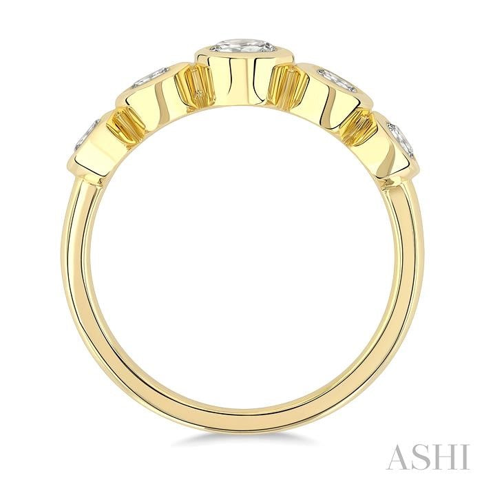 Oval Shape 5 Stone Bezel Set Diamond Band