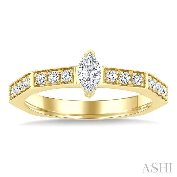 Hexashank Marquise Shape Diamond Fashion Ring