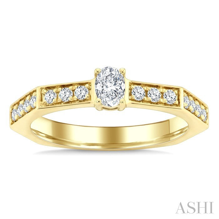 Oval Shape Hexashank Diamond Fashion Ring