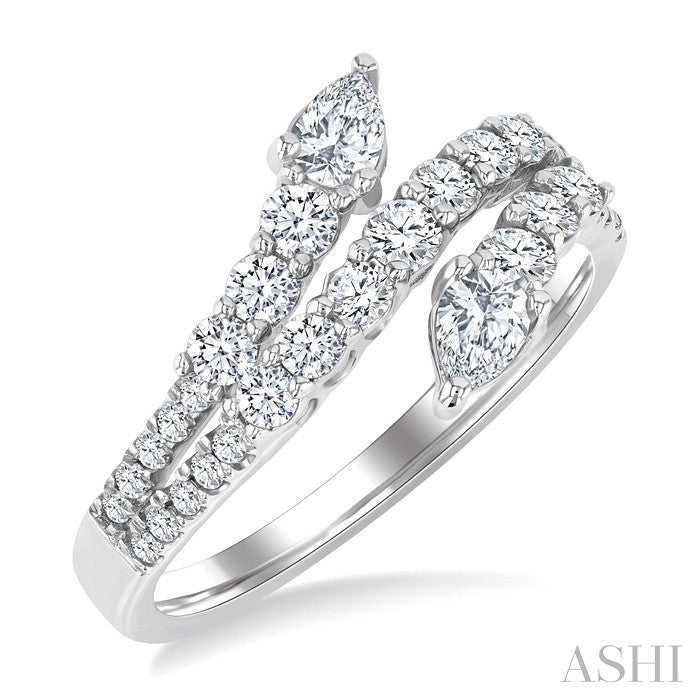 Pear Shape 2 Stone Diamond Fashion Open Band