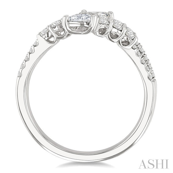 Pear Shape 2 Stone Diamond Fashion Open Band