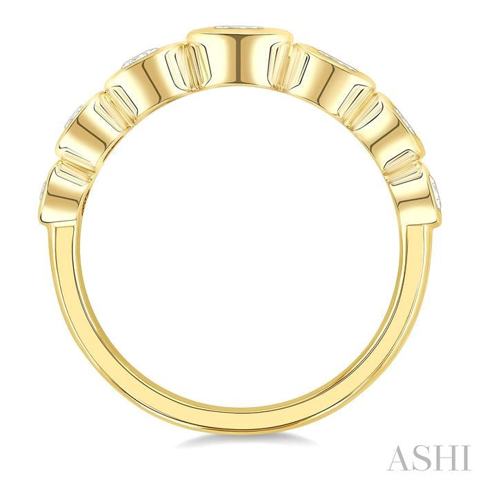 Oval Shape 7 Stone Bezel Set Diamond Band