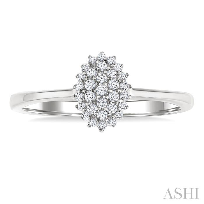 Oval Shape Petite Cluster Diamond Fashion Ring