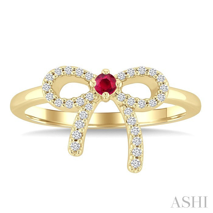 Bow Gemstone & Petite Diamond Fashion Ring
