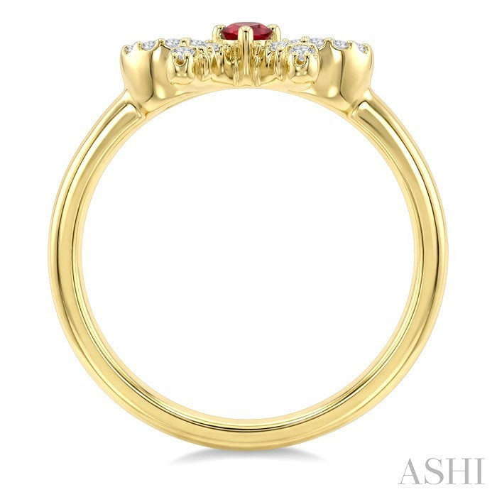 Bow Gemstone & Petite Diamond Fashion Ring