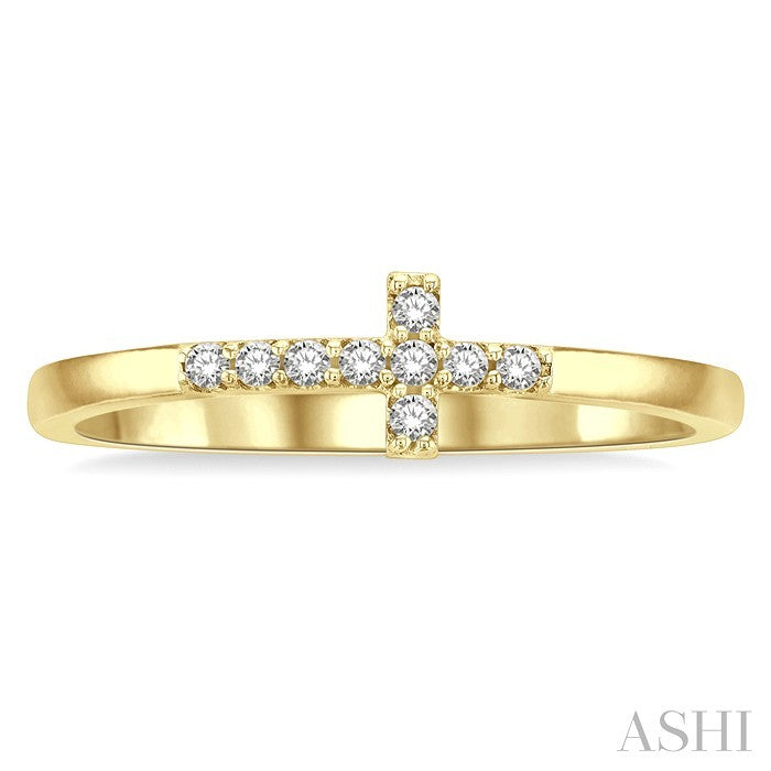 Stackable Sideway Cross Petite Diamond Fashion Ring