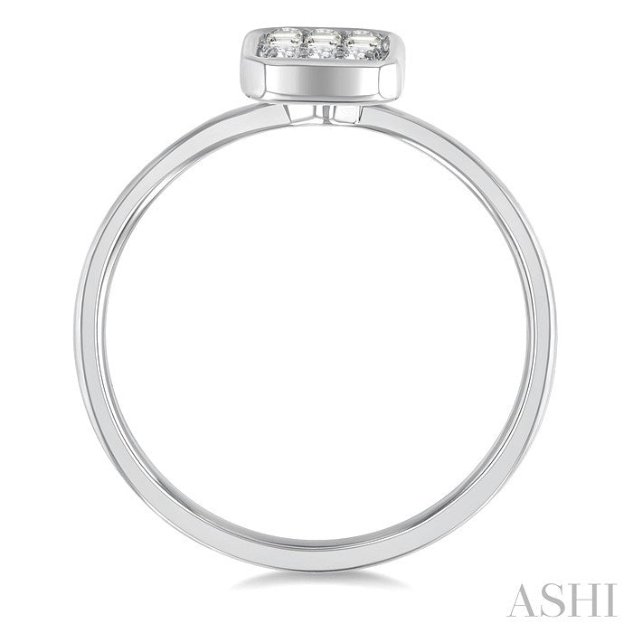 Emerald Shape Bezel Set Petite Fusion Diamond Fashion Ring