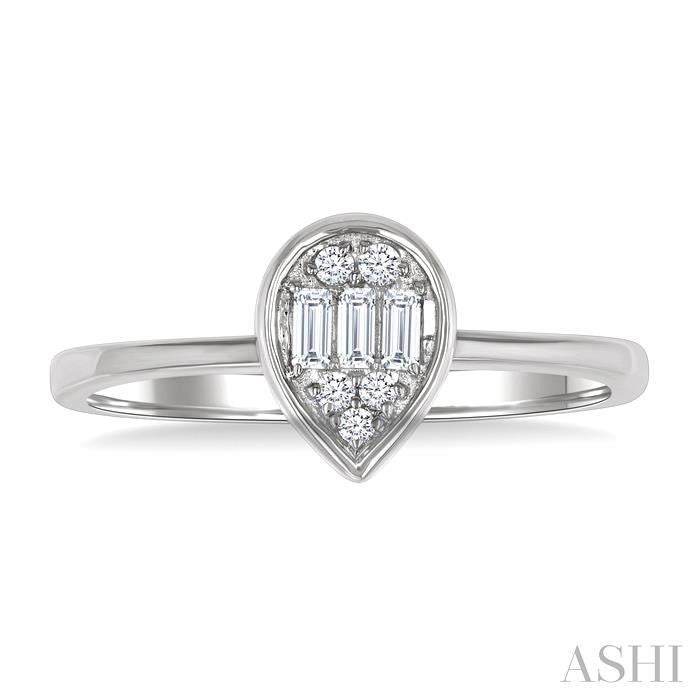 Pear Shape Bezel Set Petite Fusion Diamond Fashion Ring