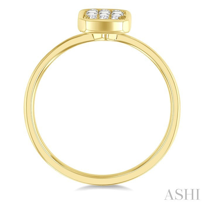 Emerald Shape Bezel Set Petite Fusion Diamond Fashion Ring