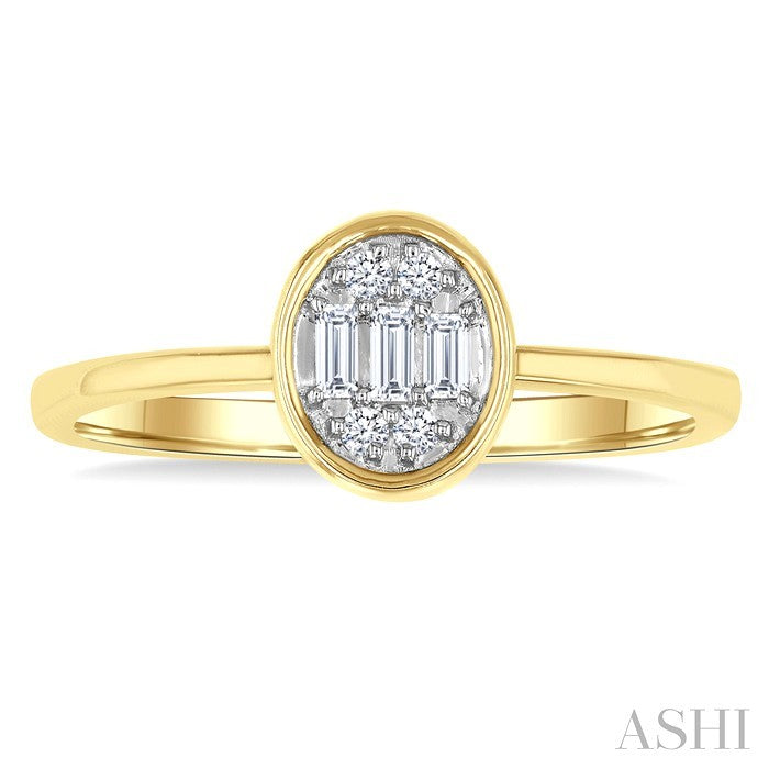 Oval Shape Bezel Set Petite Fusion Diamond Fashion Ring