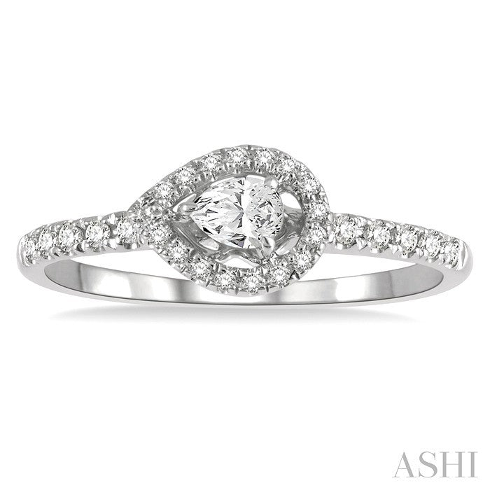 Stackable Pear Shape Petite Halo Diamond Fashion Ring