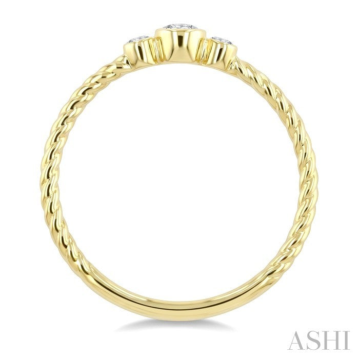 3 Stone Round Shape Bezel Set Petite Diamond Ring