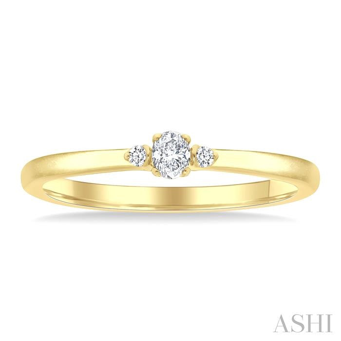 Oval Shape 3 Stone Petite Diamond Ring