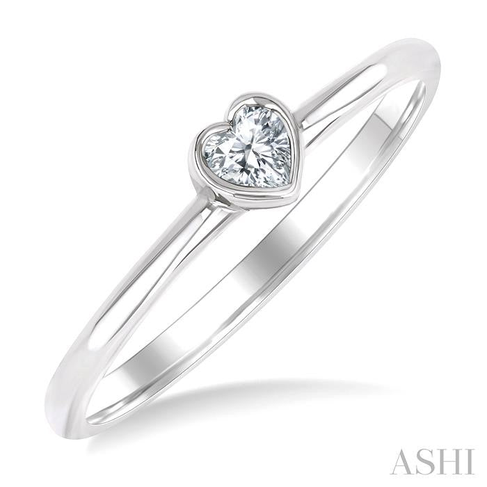 Heart Shape Bezel Set Petite Diamond Fashion Ring