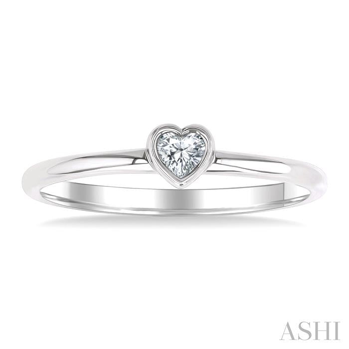 Heart Shape Bezel Set Petite Diamond Fashion Ring