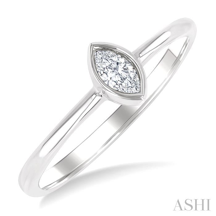 Marquise Shape Bezel Set Petite Diamond Fashion Ring