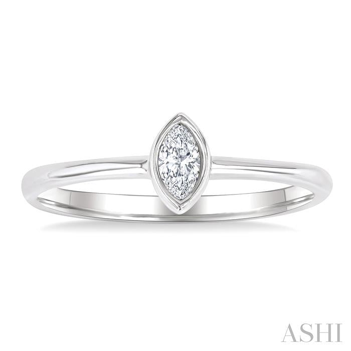 Marquise Shape Bezel Set Petite Diamond Fashion Ring