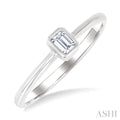 Emerald Shape Bezel Set Petite Diamond Fashion Ring