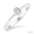 Oval Shape Bezel Set Petite Diamond Fashion Ring