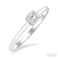 Princess Shape Bezel Set Petite Diamond Fashion Ring