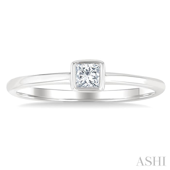 Princess Shape Bezel Set Petite Diamond Fashion Ring