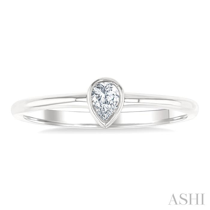 Pear Shape Bezel Set Petite Diamond Fashion Ring