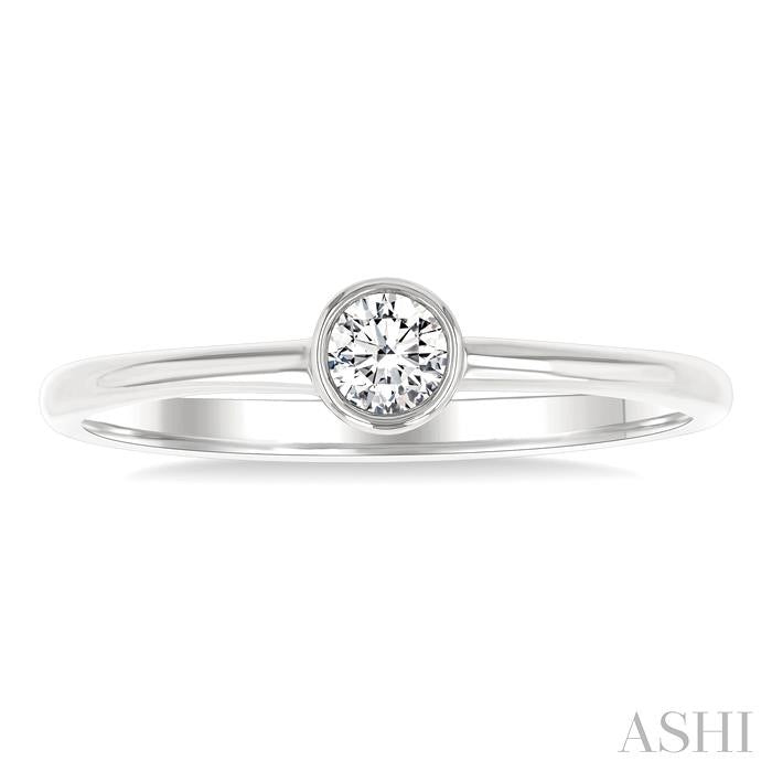 Round Shape Bezel Set Petite Diamond Fashion Ring