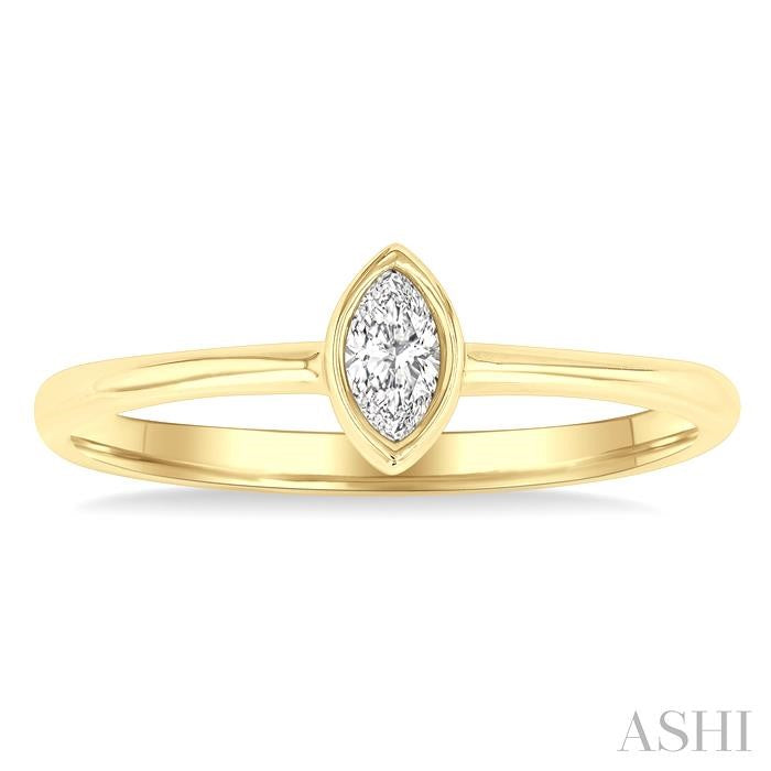 Marquise Shape Bezel Set Petite Diamond Fashion Ring