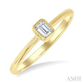 Emerald Shape Bezel Set Petite Diamond Fashion Ring