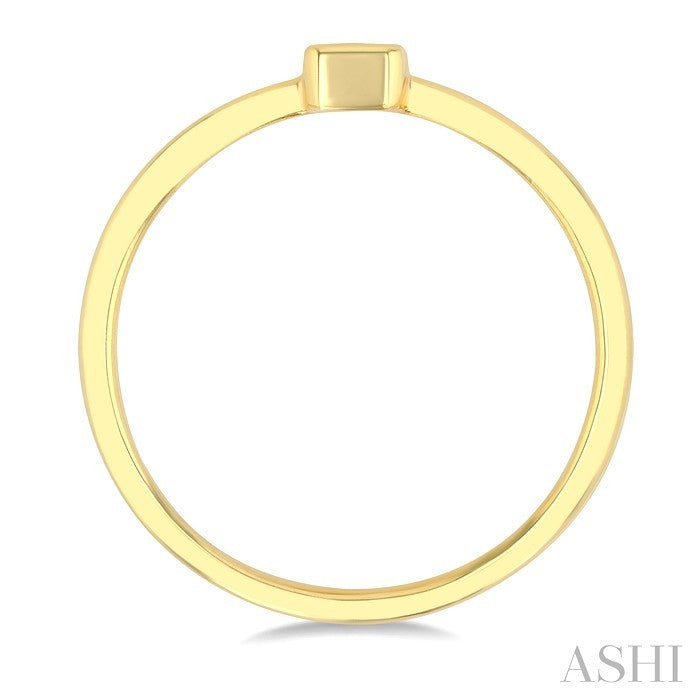 Emerald Shape Bezel Set Petite Diamond Fashion Ring