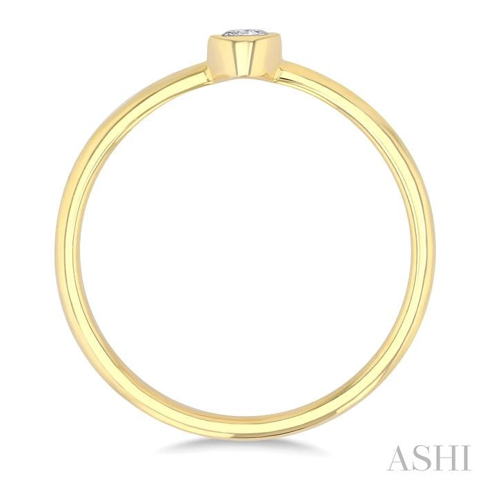 Oval Shape Bezel Set Petite Diamond Fashion Ring