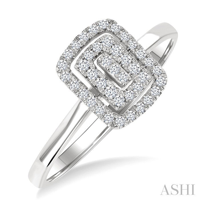 Emerald Shape Petite Halo Diamond Fashion Ring