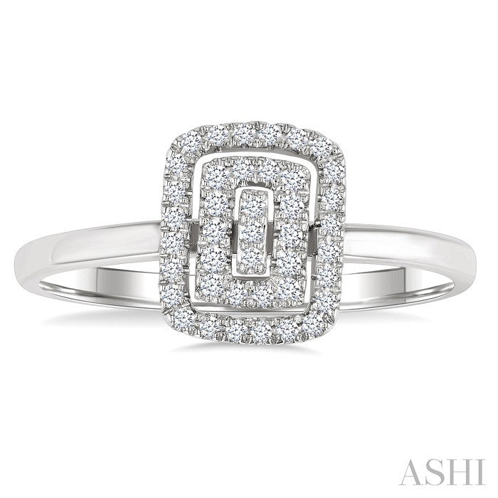 Emerald Shape Petite Halo Diamond Fashion Ring