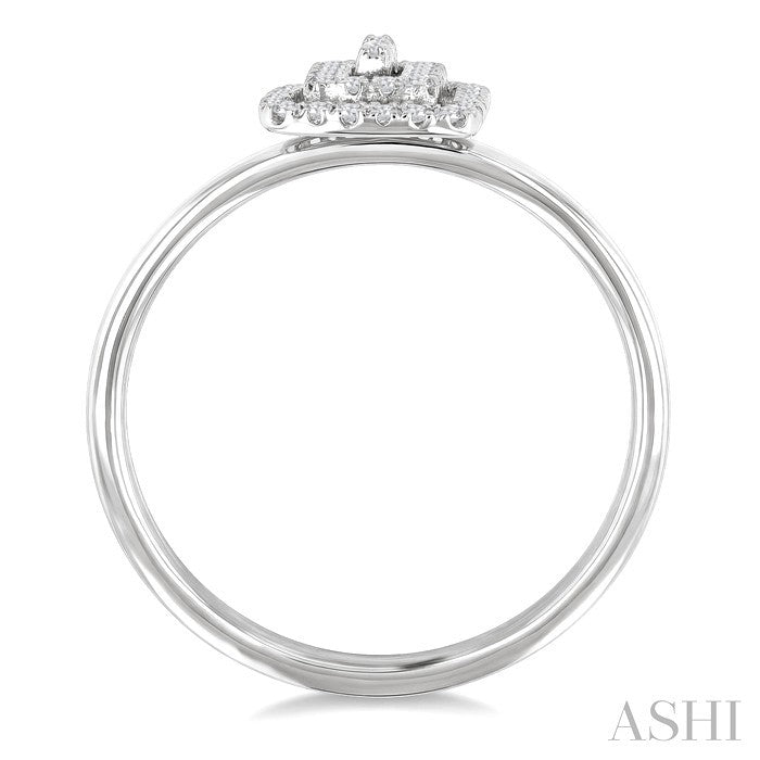 Emerald Shape Petite Halo Diamond Fashion Ring