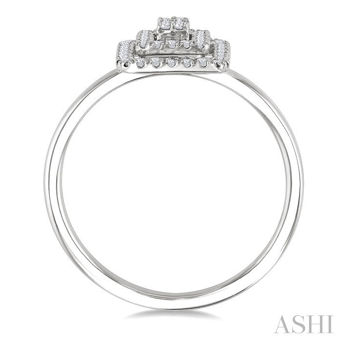 Princess Shape Petite Halo Diamond Fashion Ring