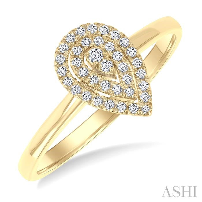 Pear Shape Petite Halo Diamond Fashion Ring