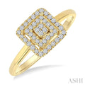 Princess Shape Petite Halo Diamond Fashion Ring