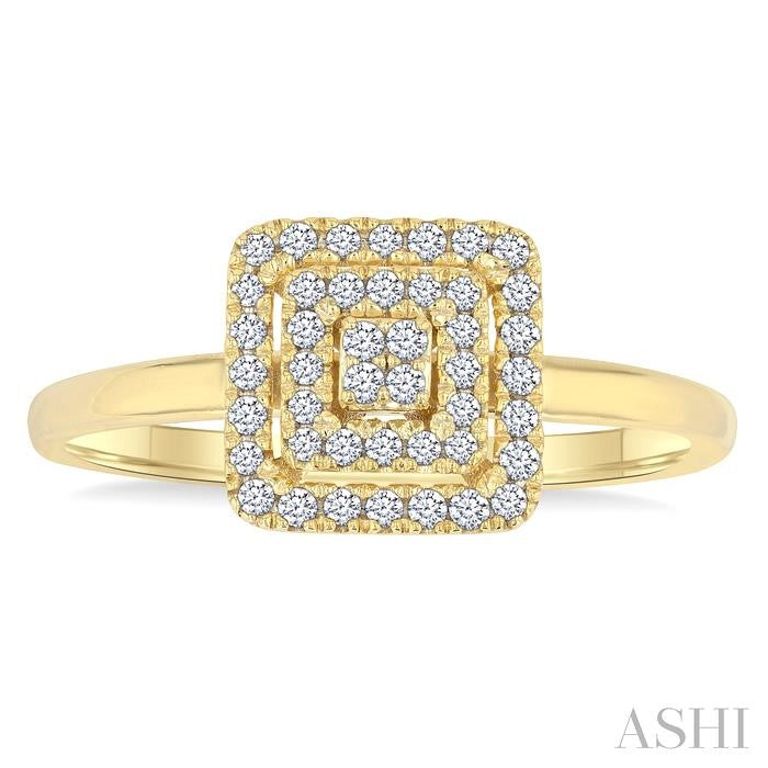 Princess Shape Petite Halo Diamond Fashion Ring