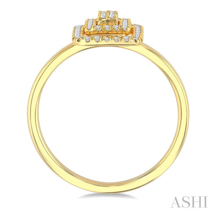 Princess Shape Petite Halo Diamond Fashion Ring